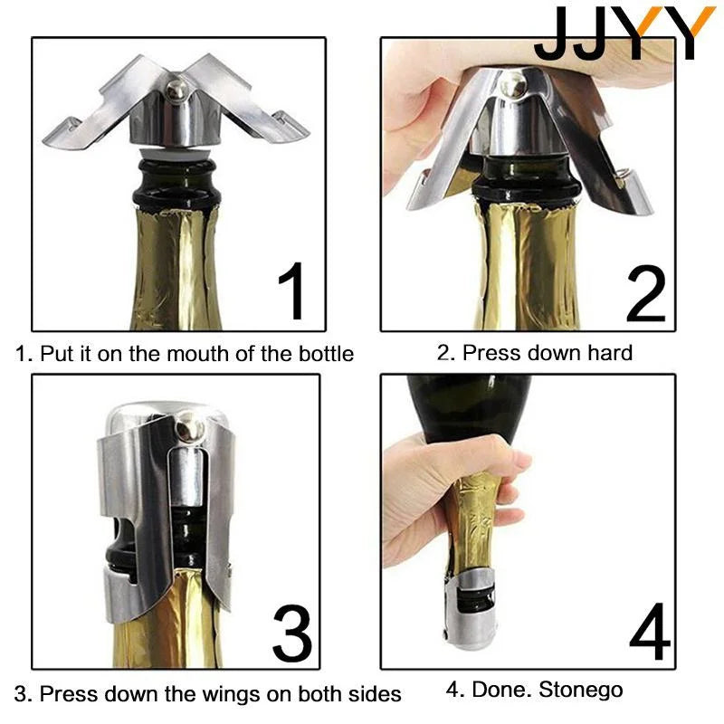 Champagne Bottle Stopper - Stainless Steel Sparkling Wine Sealer