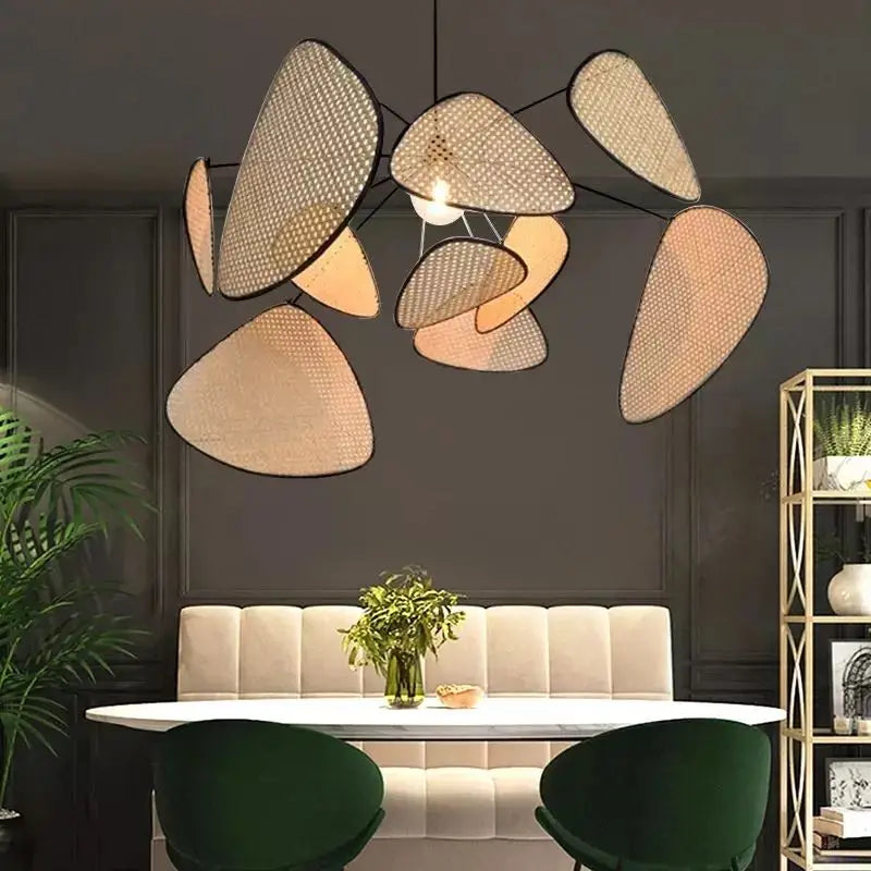 Handwoven Rattan Chandelier - E27 Wicker Suspension Lamp