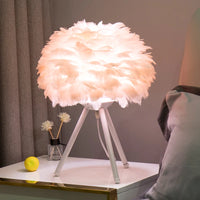 Romantic Feather Bedside Lamp - Decorative Ambient Table Light