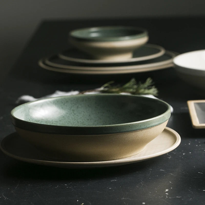 Mint Ceramic Dinner Plate - Creative Western Steak and Salad Tableware