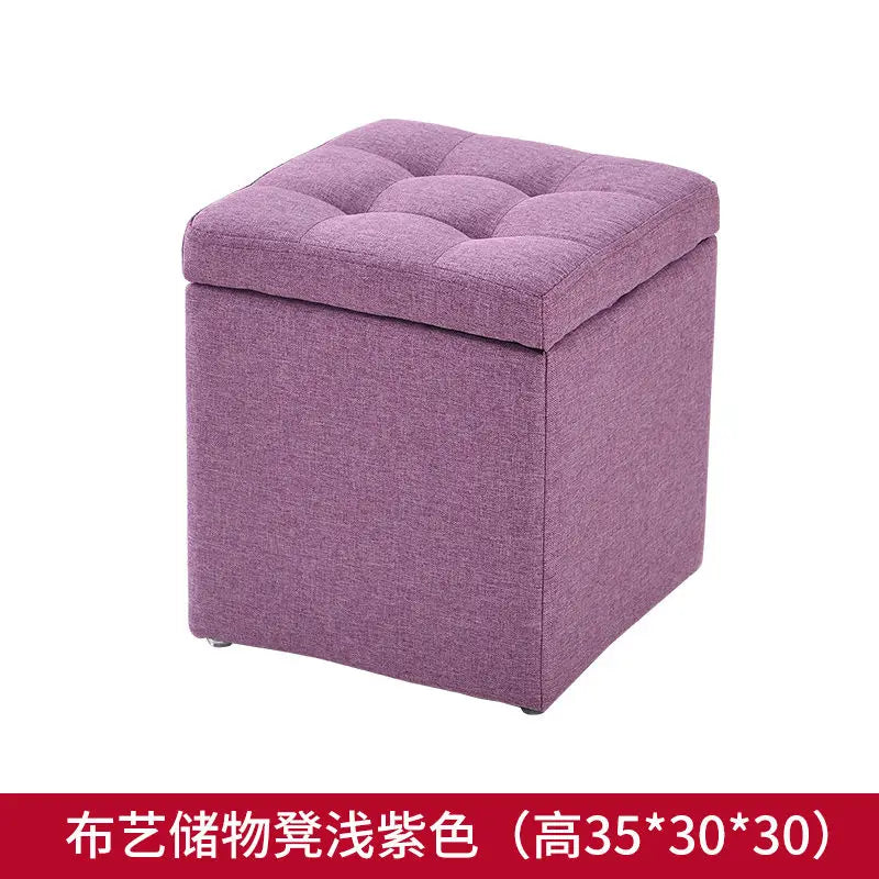 Folding Storage Ottoman - Portable PU Leather Stool