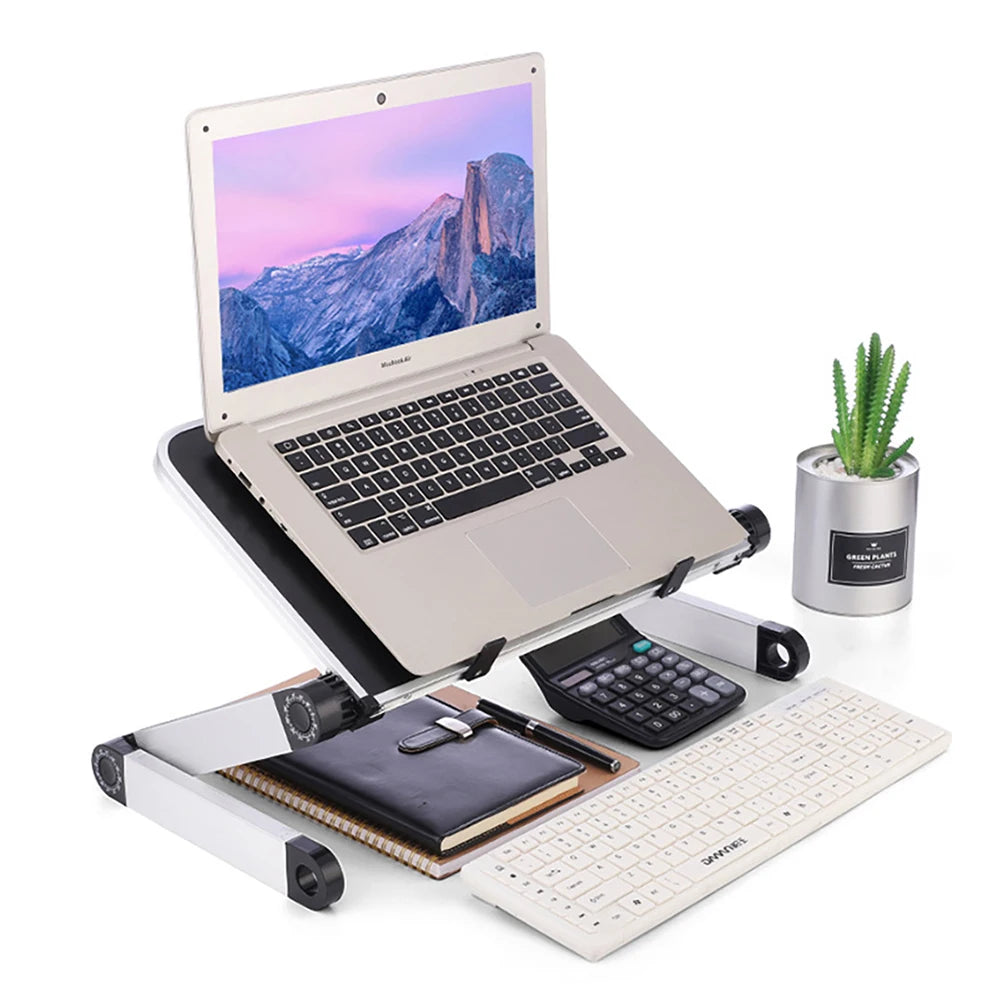 Adjustable Laptop Desk Stand - Portable Aluminum Lap Desk with Mouse Pad