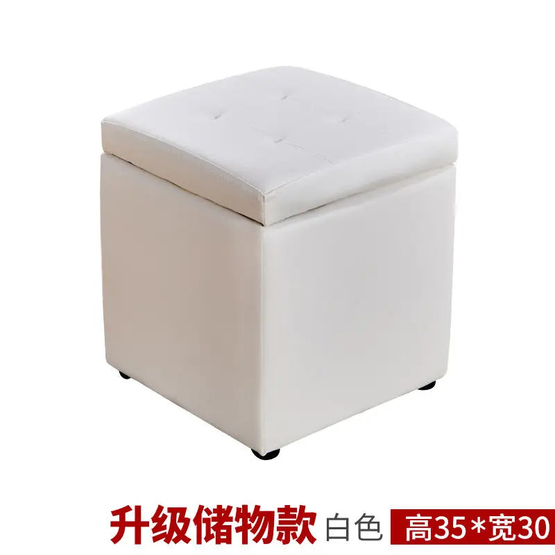 Folding Storage Ottoman - Portable PU Leather Stool