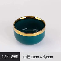 Green Ceramic Dinner Set - Nordic Gold Rim Tableware Collection