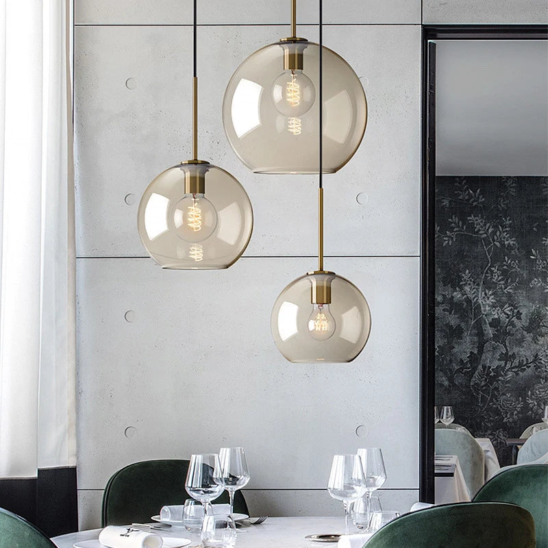 Nordic Glass Pendant Light - Industrial Loft Hanging Lamp