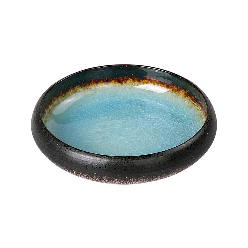 Ice Split Glaze Ceramic Plate - Japanese Sushi and Sashimi Dish
