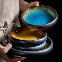 Ice Split Glaze Ceramic Plate - Japanese Sushi and Sashimi Dish