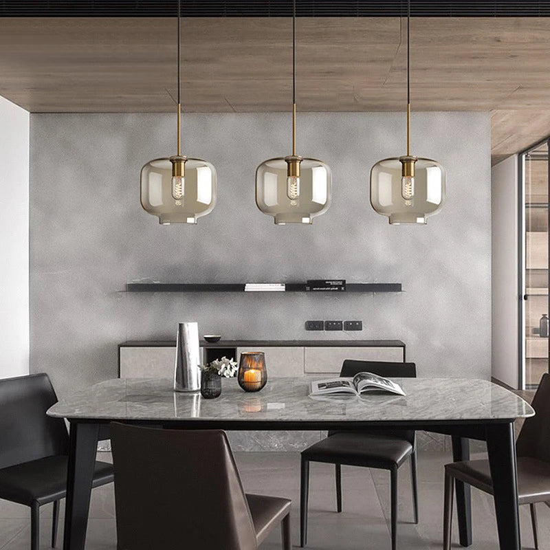 Nordic Glass Pendant Light - Industrial Loft Hanging Lamp