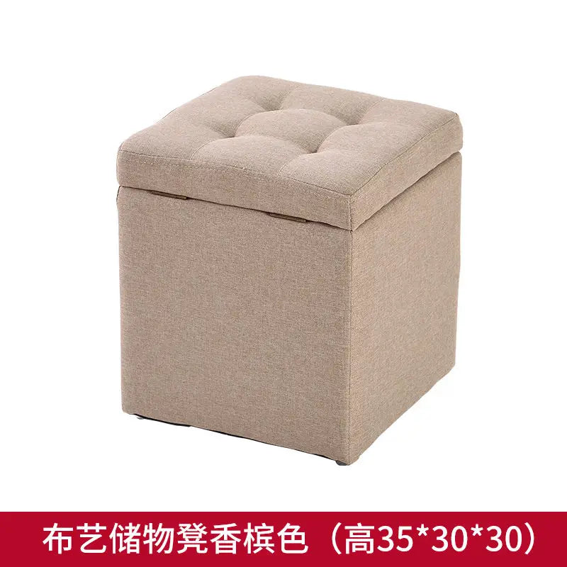Folding Storage Ottoman - Portable PU Leather Stool