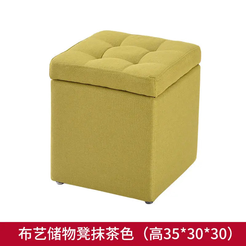 Folding Storage Ottoman - Portable PU Leather Stool