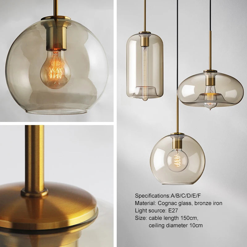 Nordic Glass Pendant Light - Industrial Loft Hanging Lamp