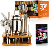 16-Piece Bartender Kit - Stainless Steel Cocktail Shaker Set