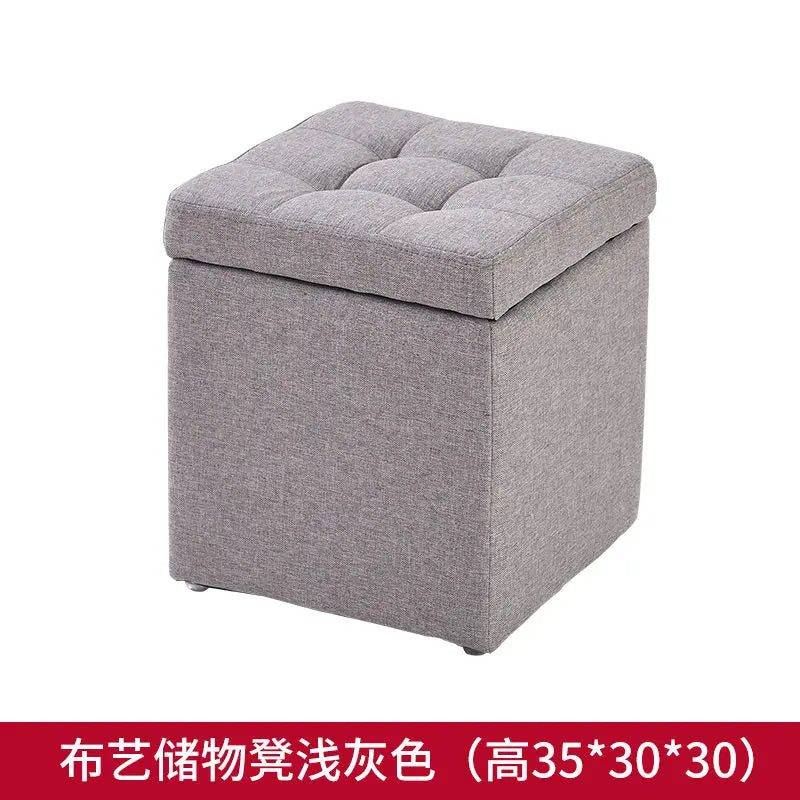 Folding Storage Ottoman - Portable PU Leather Stool