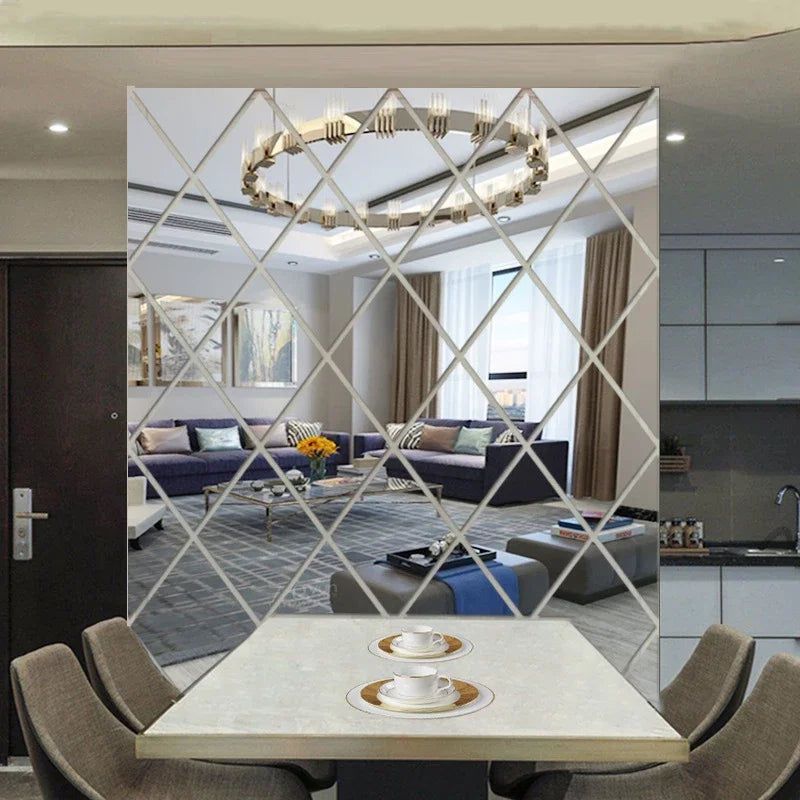 3D Acrylic Mirror Sticker Set - Geometric DIY Wall Decor