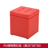 Folding Storage Ottoman - Portable PU Leather Stool