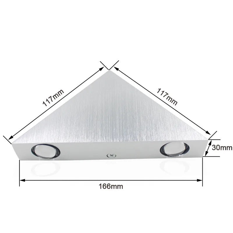 Triangle LED Wall Lamp - Modern Brushed Silver Accent Light