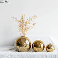Golden Ball Ceramic Vase - Decorative Hydroponic Accent