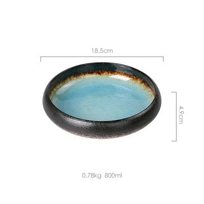 Ice Split Glaze Ceramic Plate - Japanese Sushi and Sashimi Dish
