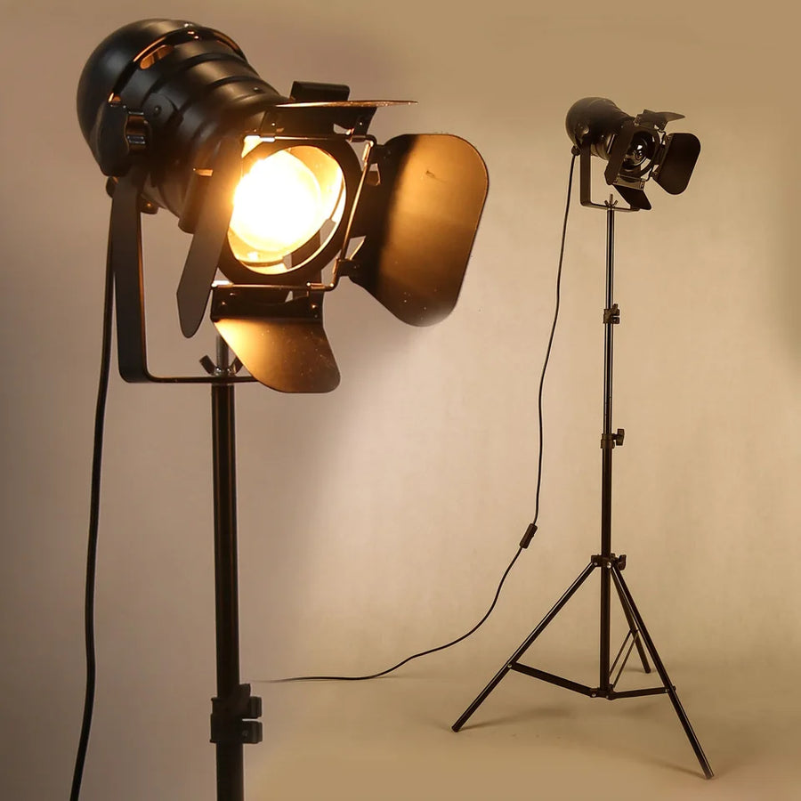 Retro Tripod Floor Lamp - Industrial Black Studio Light