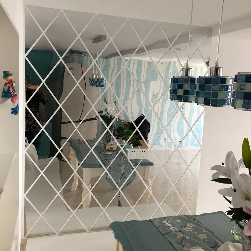 3D Acrylic Mirror Sticker Set - Geometric DIY Wall Decor