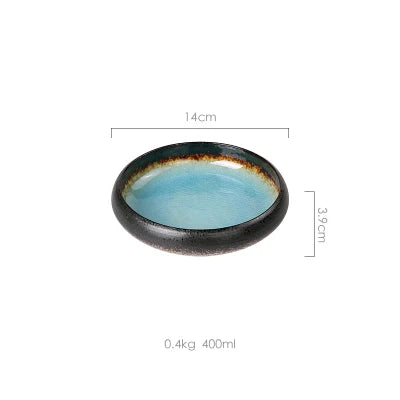 Ice Split Glaze Ceramic Plate - Japanese Sushi and Sashimi Dish