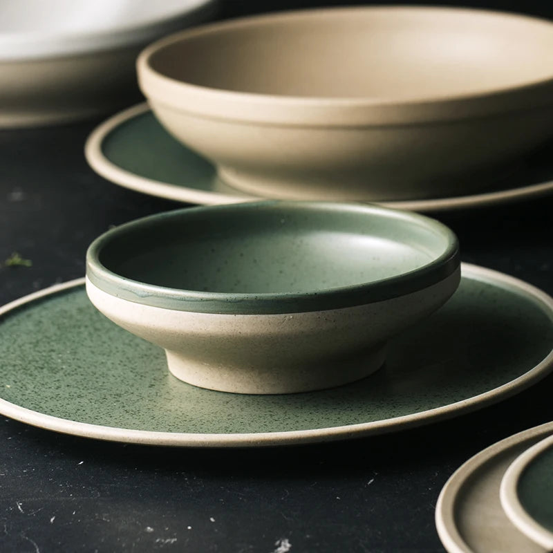 Mint Ceramic Dinner Plate - Creative Western Steak and Salad Tableware