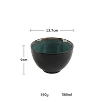 Peacock Pattern Dinnerware Set - Kiln-Glazed Ceramic Plates & Bowls