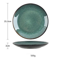 Peacock Pattern Dinnerware Set - Kiln-Glazed Ceramic Plates & Bowls