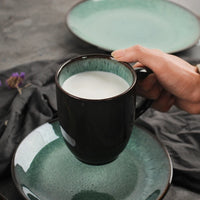 Peacock Pattern Dinnerware Set - Kiln-Glazed Ceramic Plates & Bowls