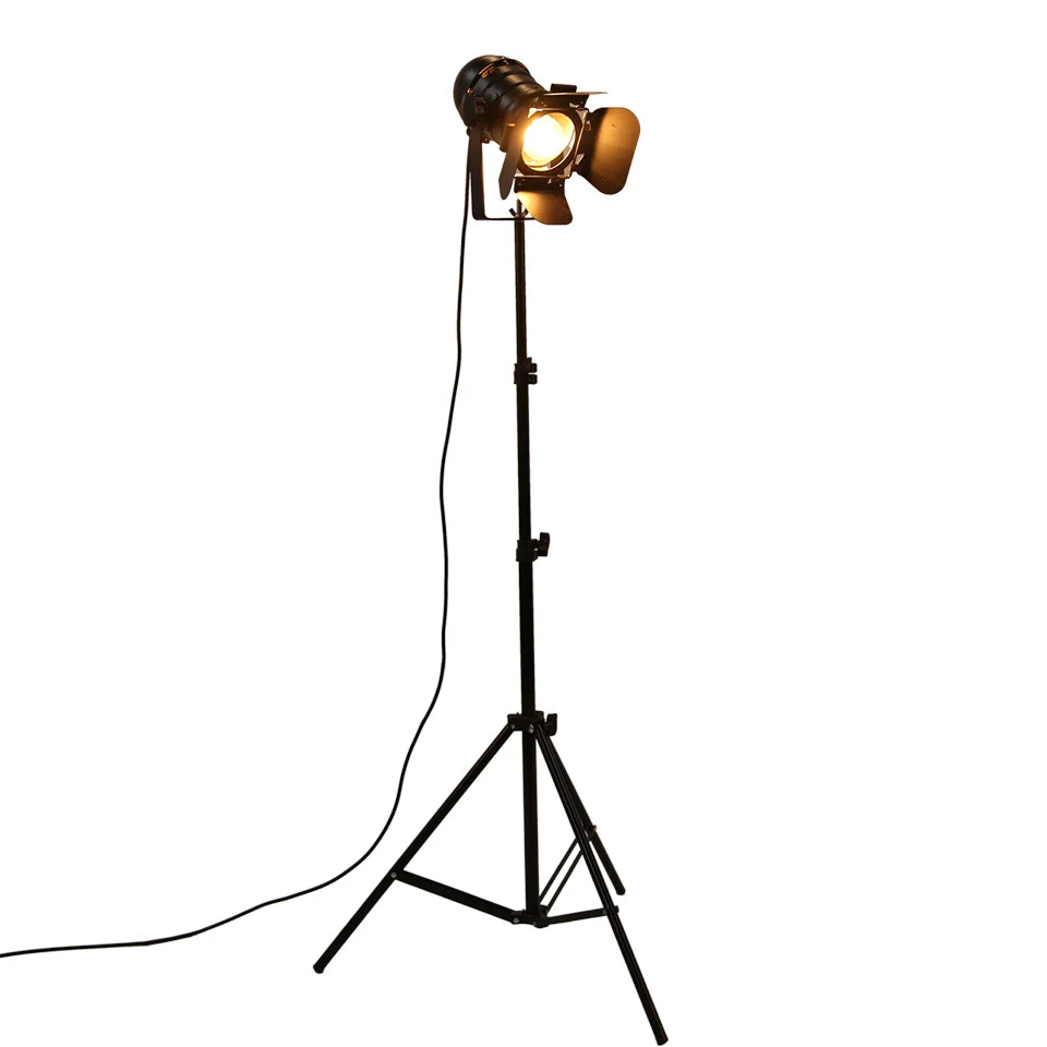 Retro Tripod Floor Lamp - Industrial Black Studio Light