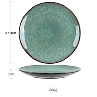 Peacock Pattern Dinnerware Set - Kiln-Glazed Ceramic Plates & Bowls