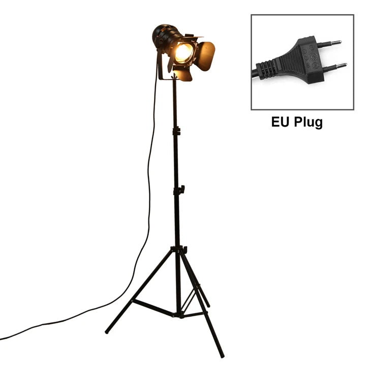 Retro Tripod Floor Lamp - Industrial Black Studio Light
