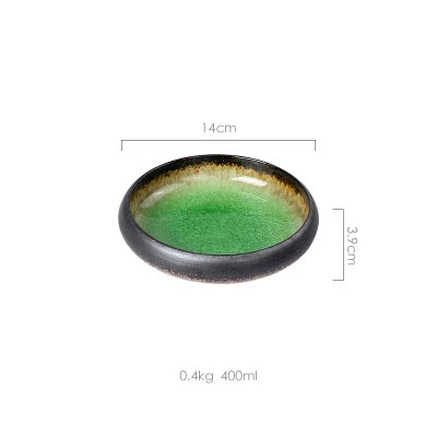 Ice Split Glaze Ceramic Plate - Japanese Sushi and Sashimi Dish