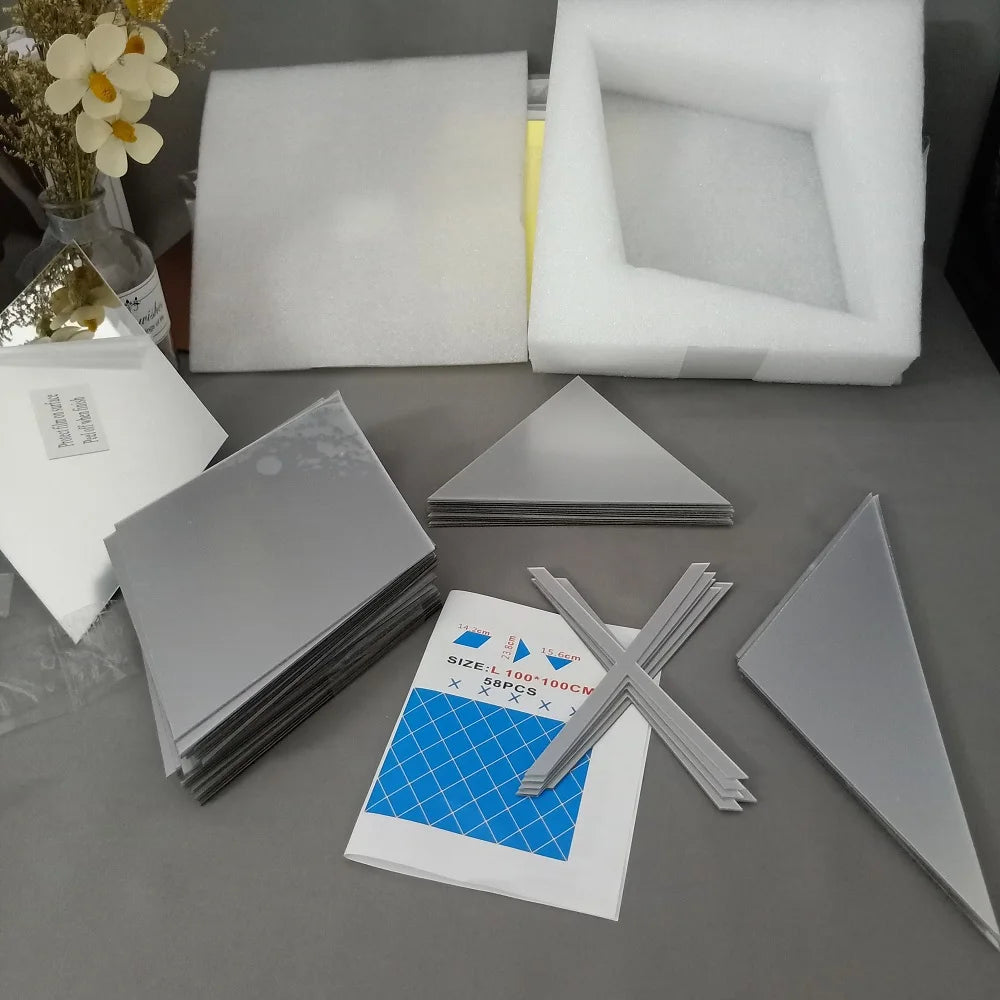 3D Acrylic Mirror Sticker Set - Geometric DIY Wall Decor