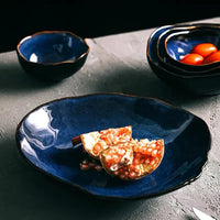 Irregular Ceramic Dinner Set - Blue Tableware for 1 to 4 People