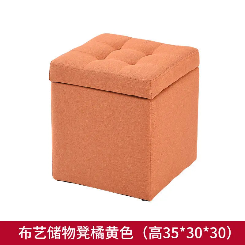Folding Storage Ottoman - Portable PU Leather Stool