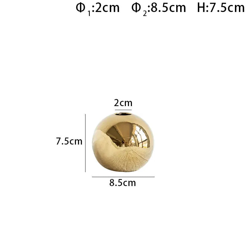 Golden Ball Ceramic Vase - Decorative Hydroponic Accent