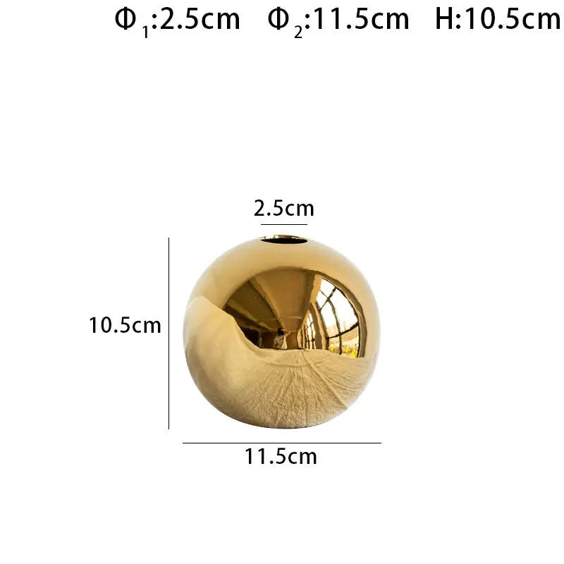 Golden Ball Ceramic Vase - Decorative Hydroponic Accent