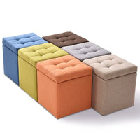 Folding Storage Ottoman - Portable PU Leather Stool