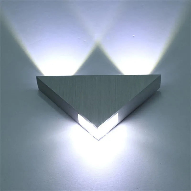 Triangle LED Wall Lamp - Modern Brushed Silver Accent Light