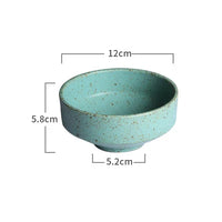 Retro Handmade Ceramic Plate - Japanese Green Steak and Salad Dish