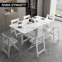 Foldable Dining Table Set - White Multifunction Rectangle Table with Chairs