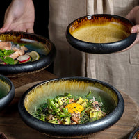 Ice Split Glaze Ceramic Plate - Japanese Sushi and Sashimi Dish