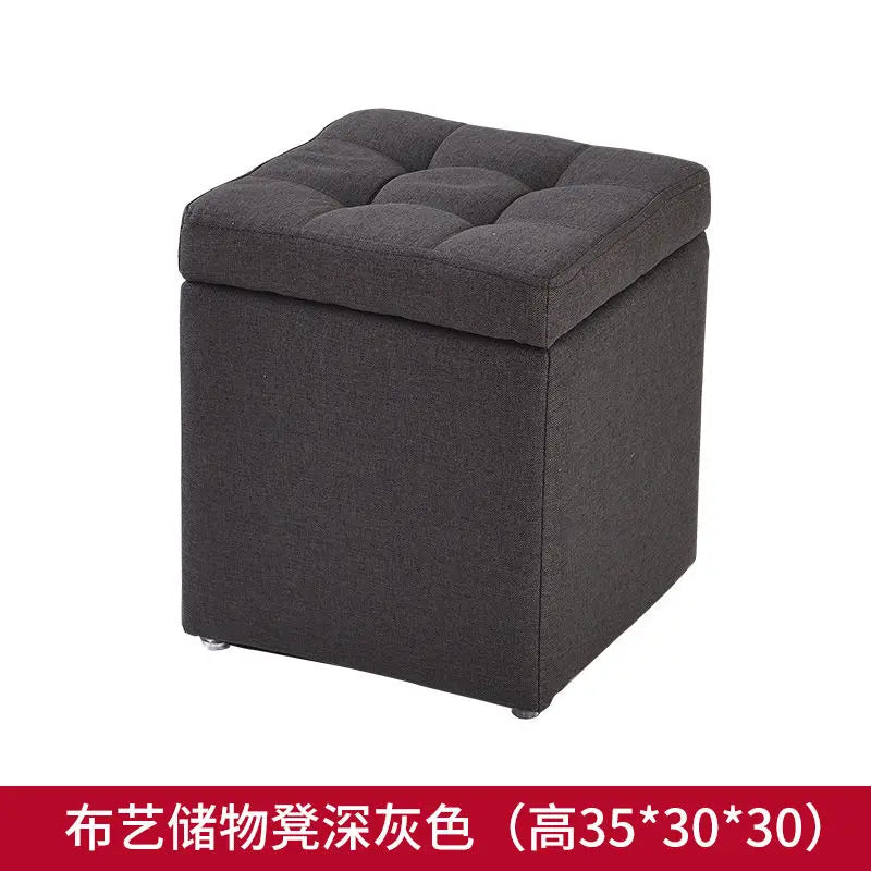 Folding Storage Ottoman - Portable PU Leather Stool