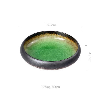 Ice Split Glaze Ceramic Plate - Japanese Sushi and Sashimi Dish