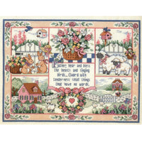 Counted Cross Stitch Kit - Animals and Garden Cottage Scene