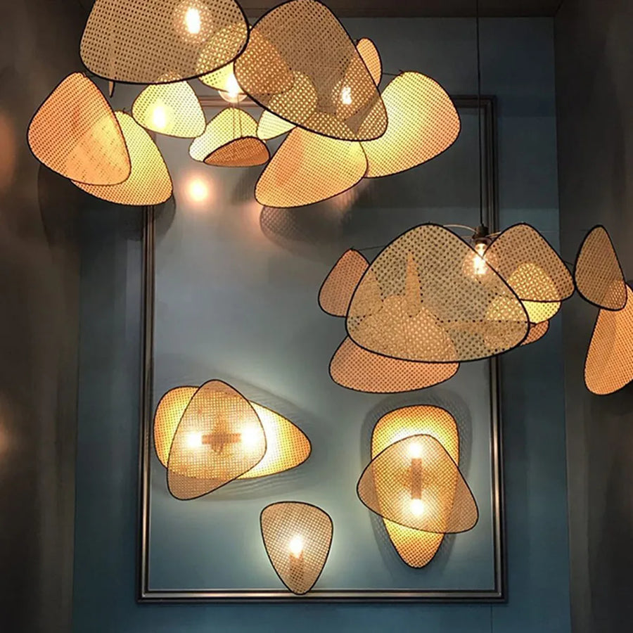 Handwoven Rattan Chandelier - E27 Wicker Suspension Lamp