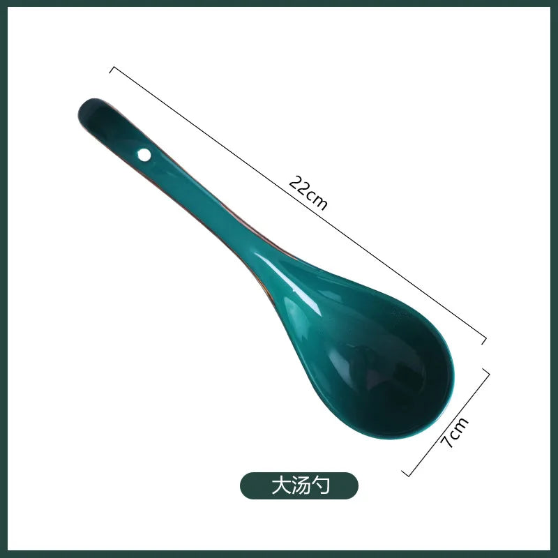 Green Ceramic Dinner Set - Nordic Gold Rim Tableware Collection