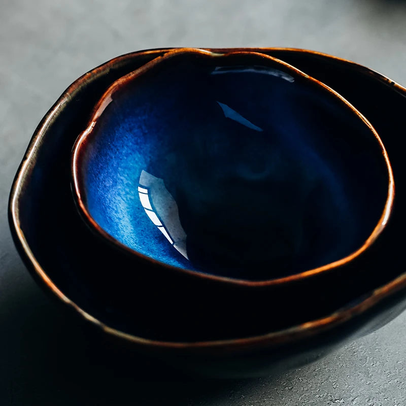 Irregular Ceramic Dinner Set - Blue Tableware for 1 to 4 People