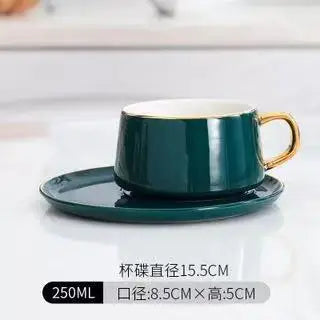 Green Ceramic Dinner Set - Nordic Gold Rim Tableware Collection